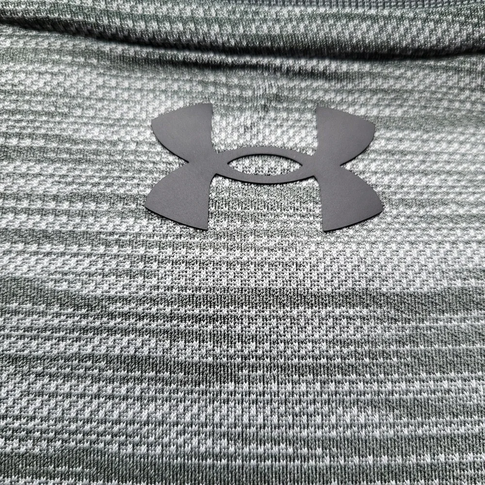 Under Armour Men Polo XL Gray Striped Performance‎ Polo Gorpcore Logo Short
